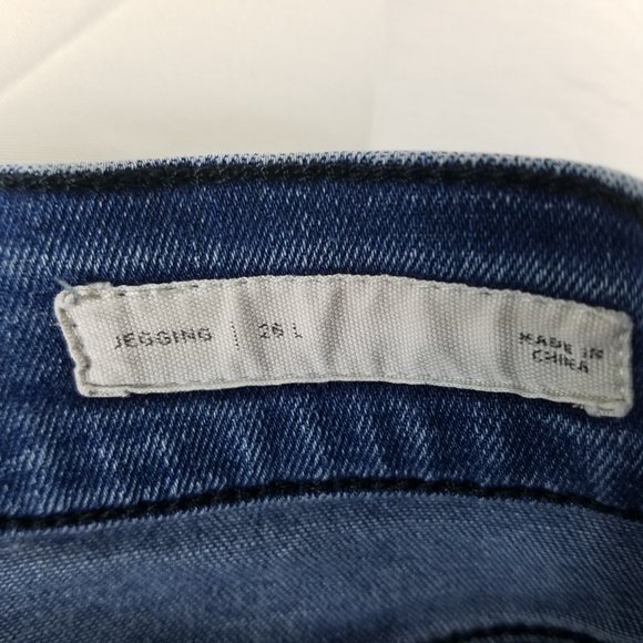 Pacsun Jeans Womens 26 Long Mid Rise Blue‎ Denim Jegging Destroyed Medium Wash - Picture 9 of 15